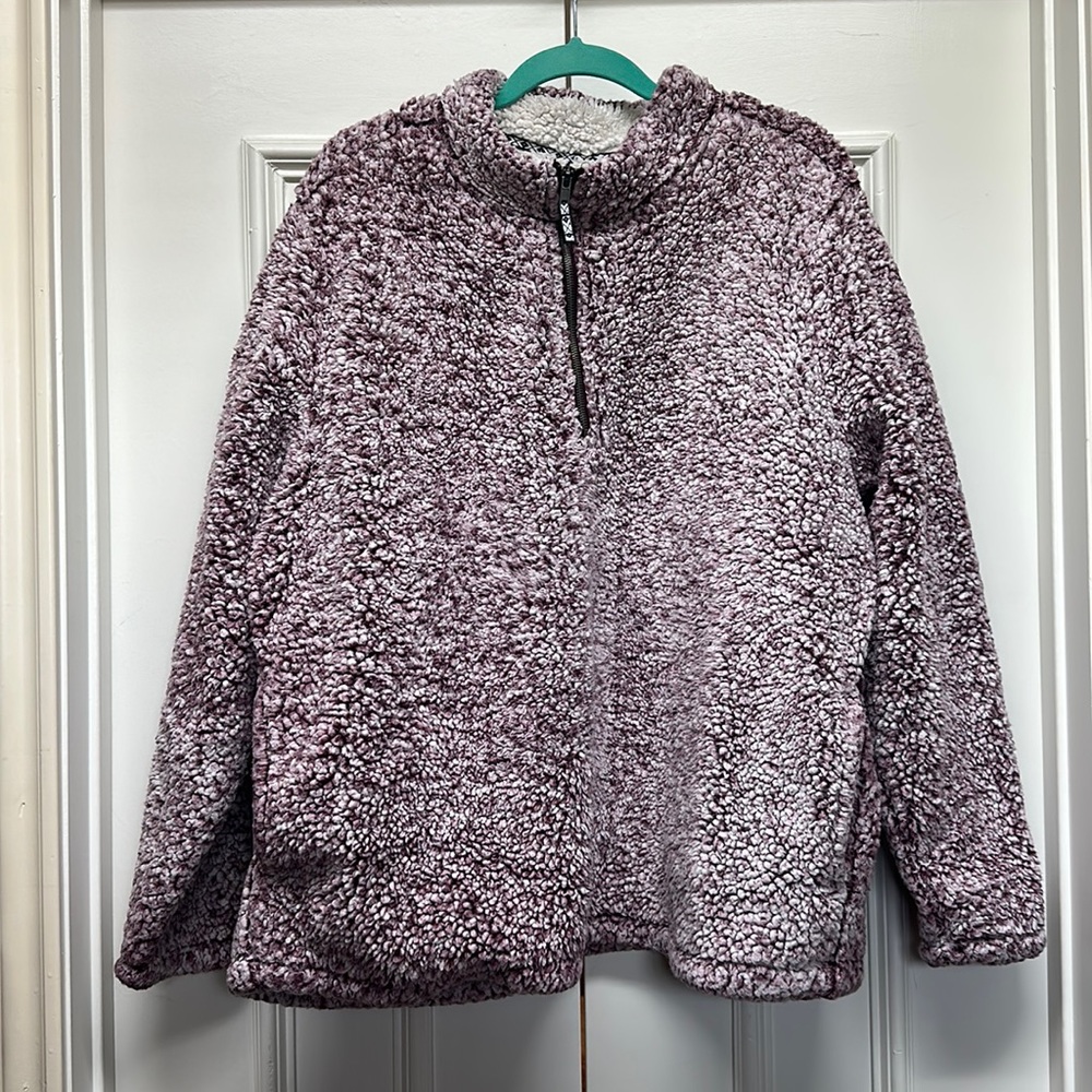 Maroon Sherpa Half-zip Pullover
